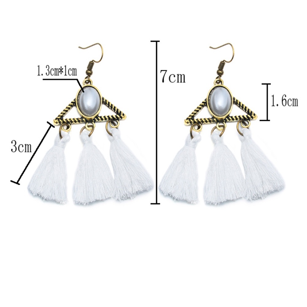 ✨Boho Triangle Stone & Tassle Earrings✨ - Picture 2 of 3